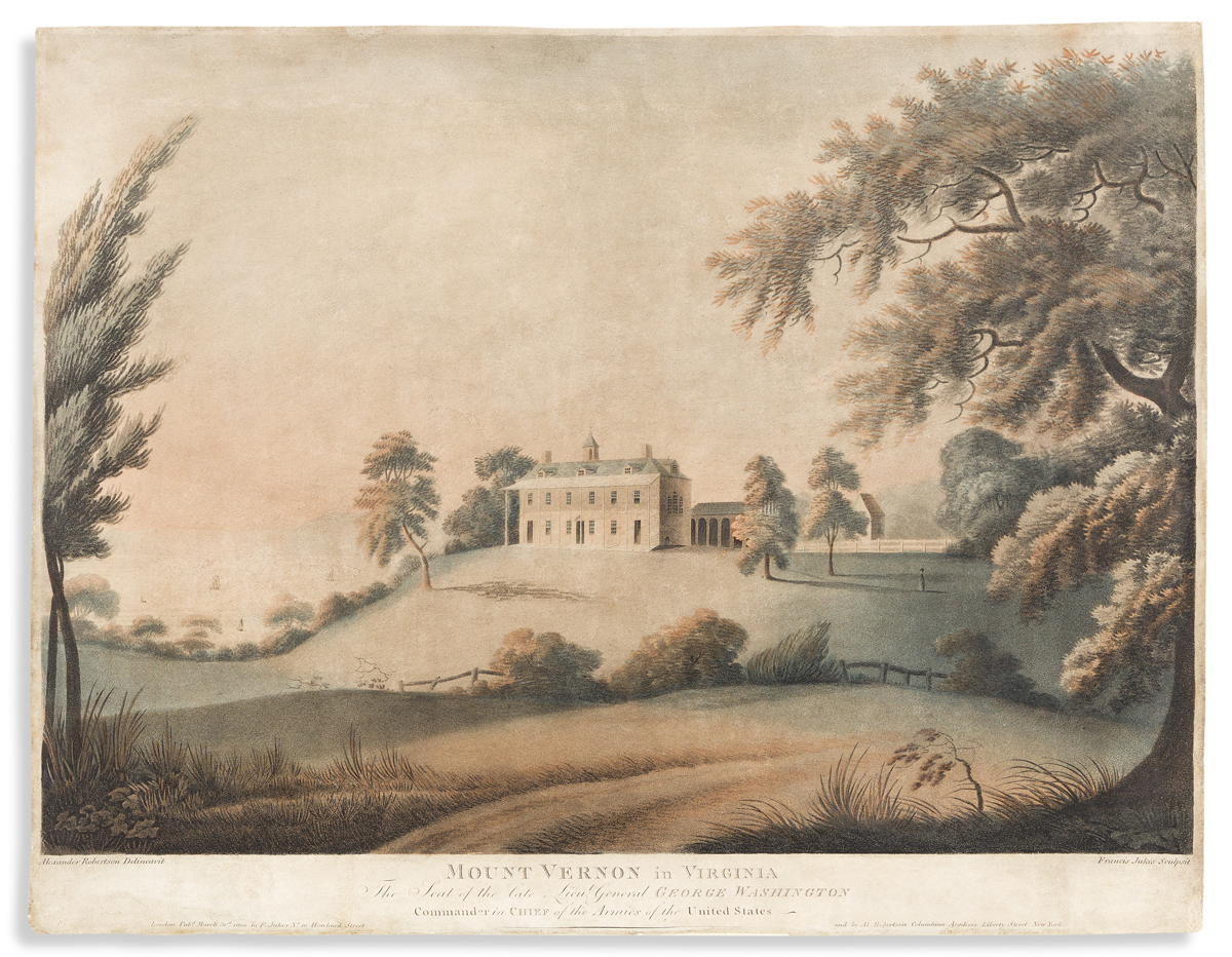 (WASHINGTON.) Francis Jukes, engraver; after Robertson. Mount Vernon in Virginia, the Seat of the Late Lieut. General George Washington